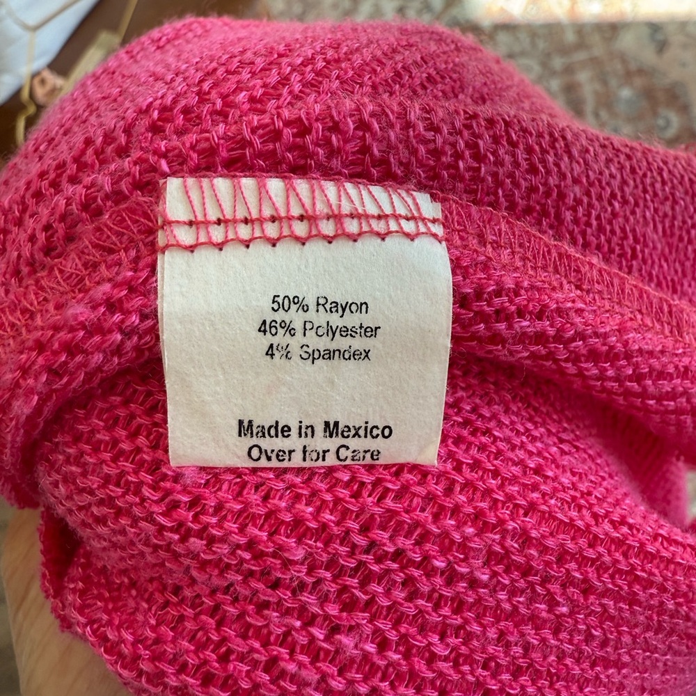 Chenault Vibrant Pink Open-Front Cardigan. - Picture 6 of 8
